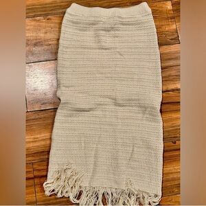 T.J.Maxx Cream Ribbed Midi Pencil Skirt